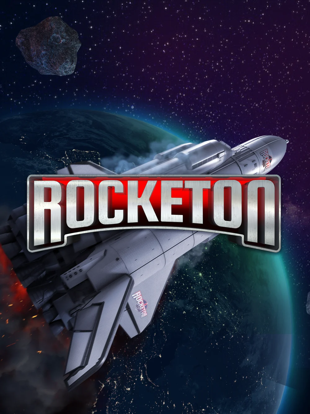 Tarjeta de juego arcade espacial con sensación de impulso y premio.
